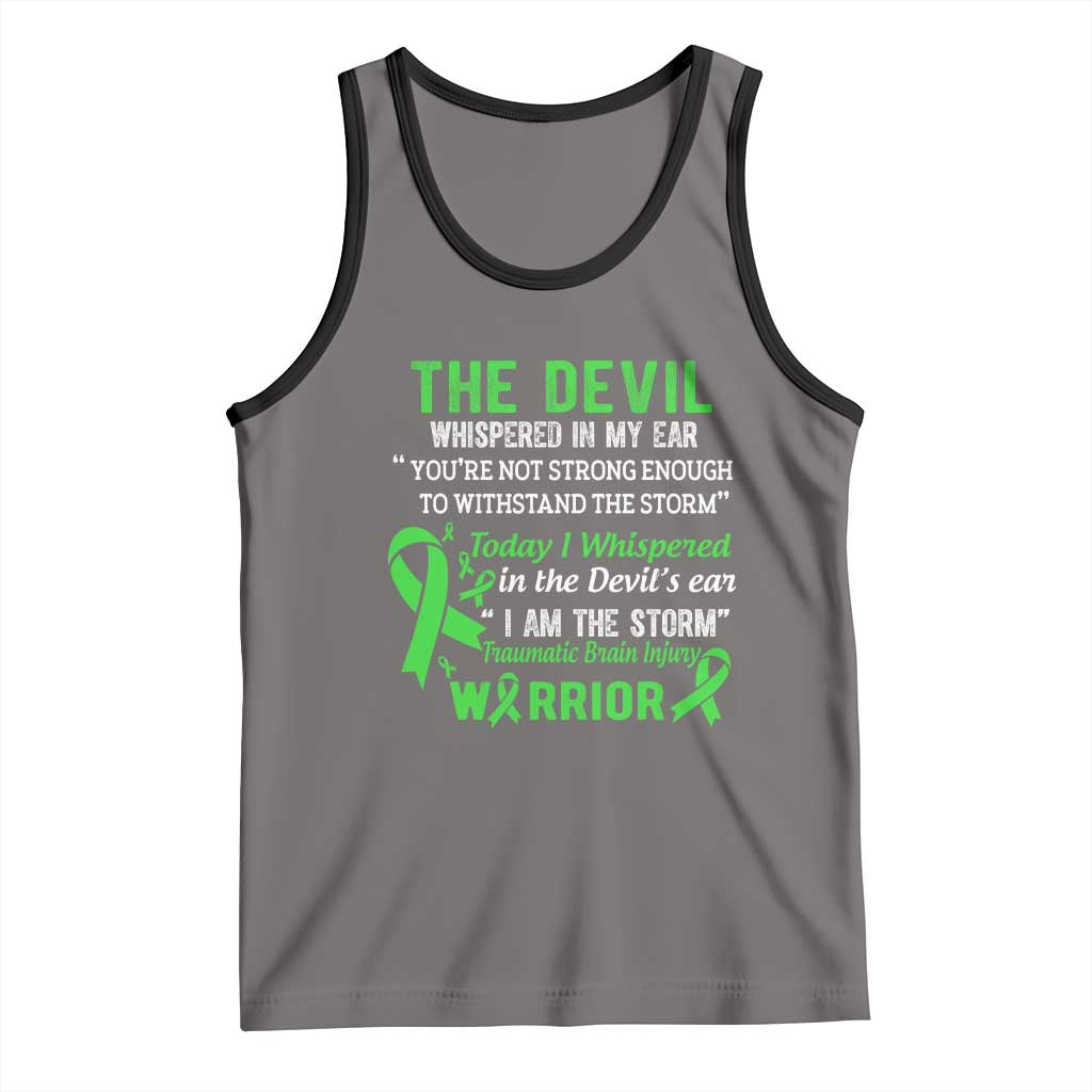 Traumatic Brain Injury Awareness Tank Top I Am The Storm TBI Warrior TS02 Deep Heather Black Print Your Wear