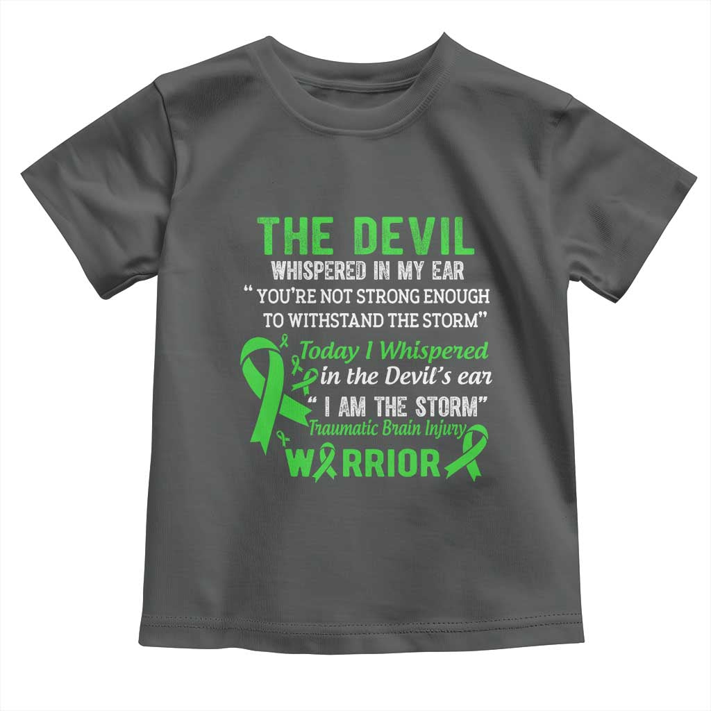 Traumatic Brain Injury Awareness Toddler T Shirt I Am The Storm TBI Warrior TS02 Dark Heather Print Your Wear
