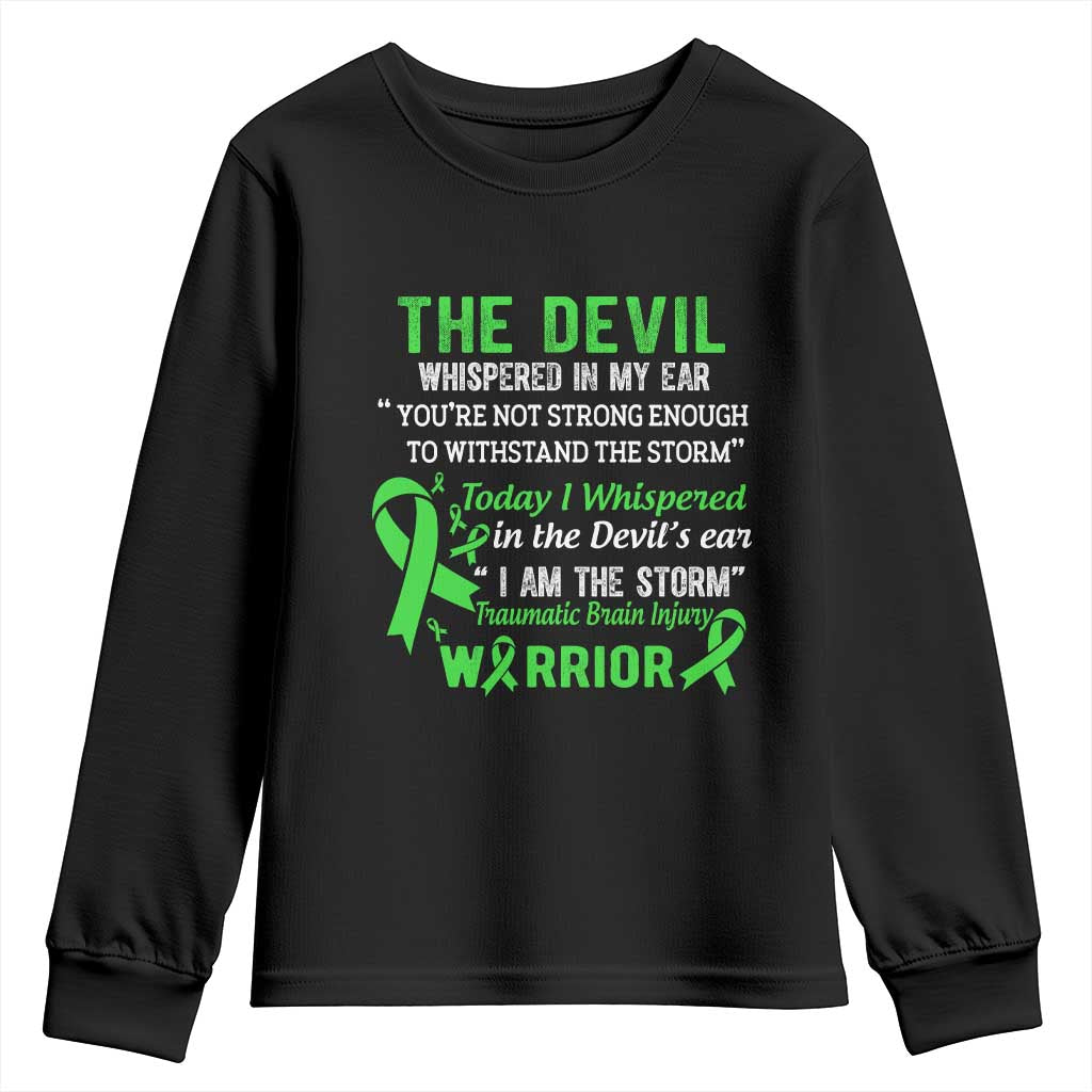 Traumatic Brain Injury Awareness Youth Sweatshirt I Am The Storm TBI Warrior TS02 Black Print Your Wear