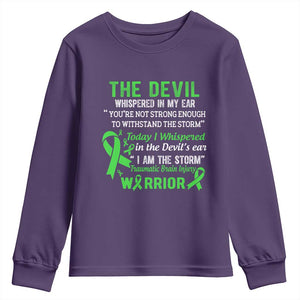 Traumatic Brain Injury Awareness Youth Sweatshirt I Am The Storm TBI Warrior TS02 Purple Print Your Wear