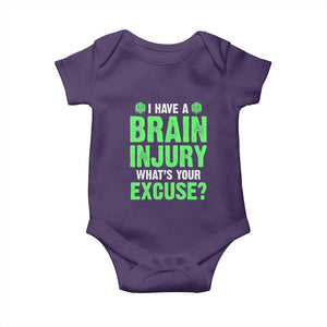 Traumatic Brain Injury Awareness Baby Onesie I Have A Brain Injury What's Your Excuse TBI Warrior TS02 Purple Print Your Wear