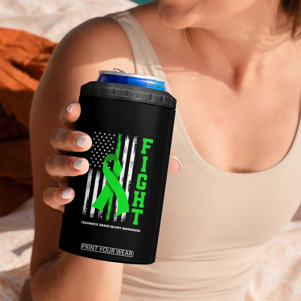Traumatic Brain Injury Awareness 4 in 1 Can Cooler Tumbler Fight TBI American US Flag TS02 Print Your Wear