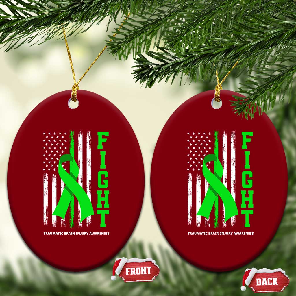 Traumatic Brain Injury Awareness Ceramic Ornament Fight TBI American US Flag TS02 Print Your Wear