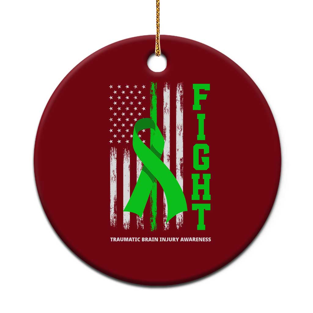 Traumatic Brain Injury Awareness Ceramic Ornament Fight TBI American US Flag TS02 1pc Red Print Your Wear
