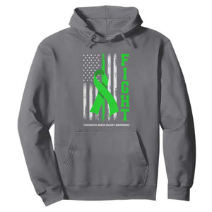 Traumatic Brain Injury Awareness Hoodie Fight TBI American US Flag TS02 Charcoal Print Your Wear