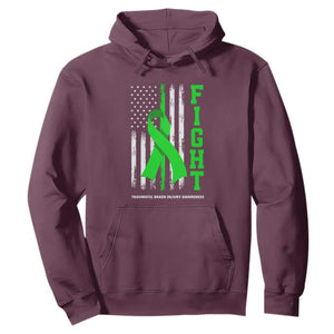 Traumatic Brain Injury Awareness Hoodie Fight TBI American US Flag TS02 Maroon Print Your Wear