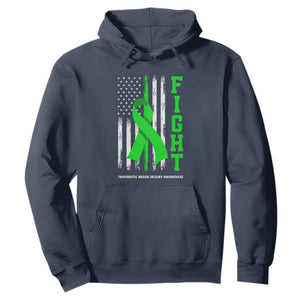 Traumatic Brain Injury Awareness Hoodie Fight TBI American US Flag TS02 Navy Print Your Wear