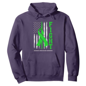 Traumatic Brain Injury Awareness Hoodie Fight TBI American US Flag TS02 Purple Print Your Wear