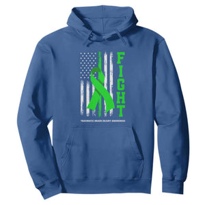 Traumatic Brain Injury Awareness Hoodie Fight TBI American US Flag TS02 Royal Blue Print Your Wear