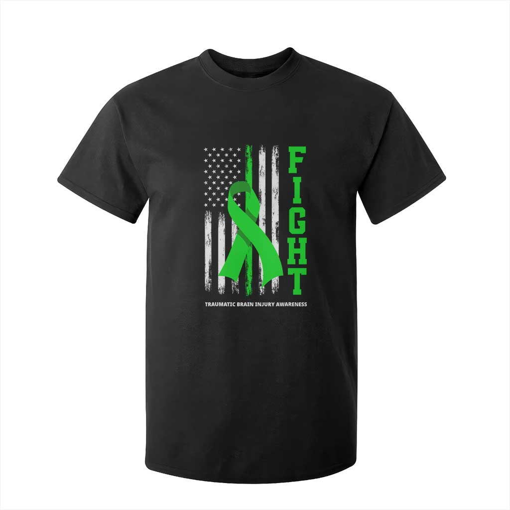 Traumatic Brain Injury Awareness T Shirt For Kid Fight TBI American US Flag TS02 Black Print Your Wear