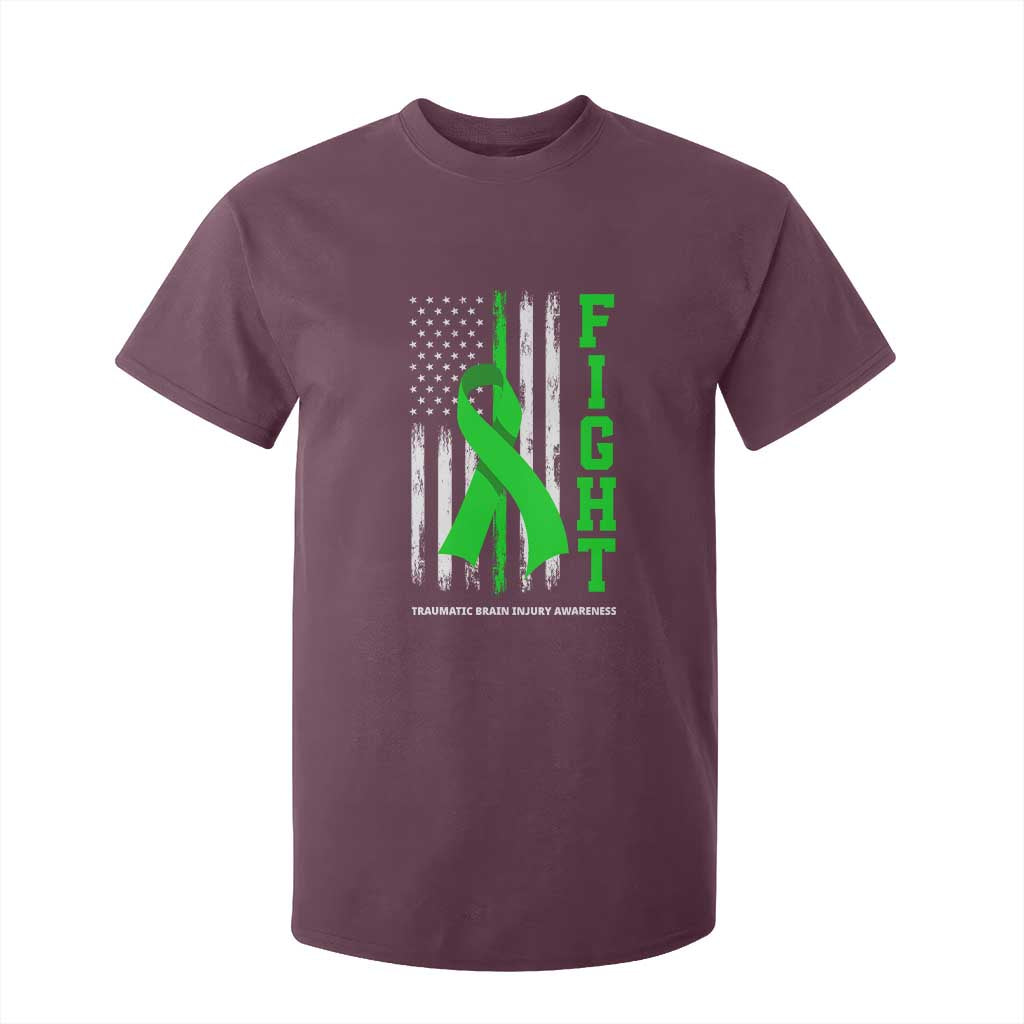 Traumatic Brain Injury Awareness T Shirt For Kid Fight TBI American US Flag TS02 Maroon Print Your Wear