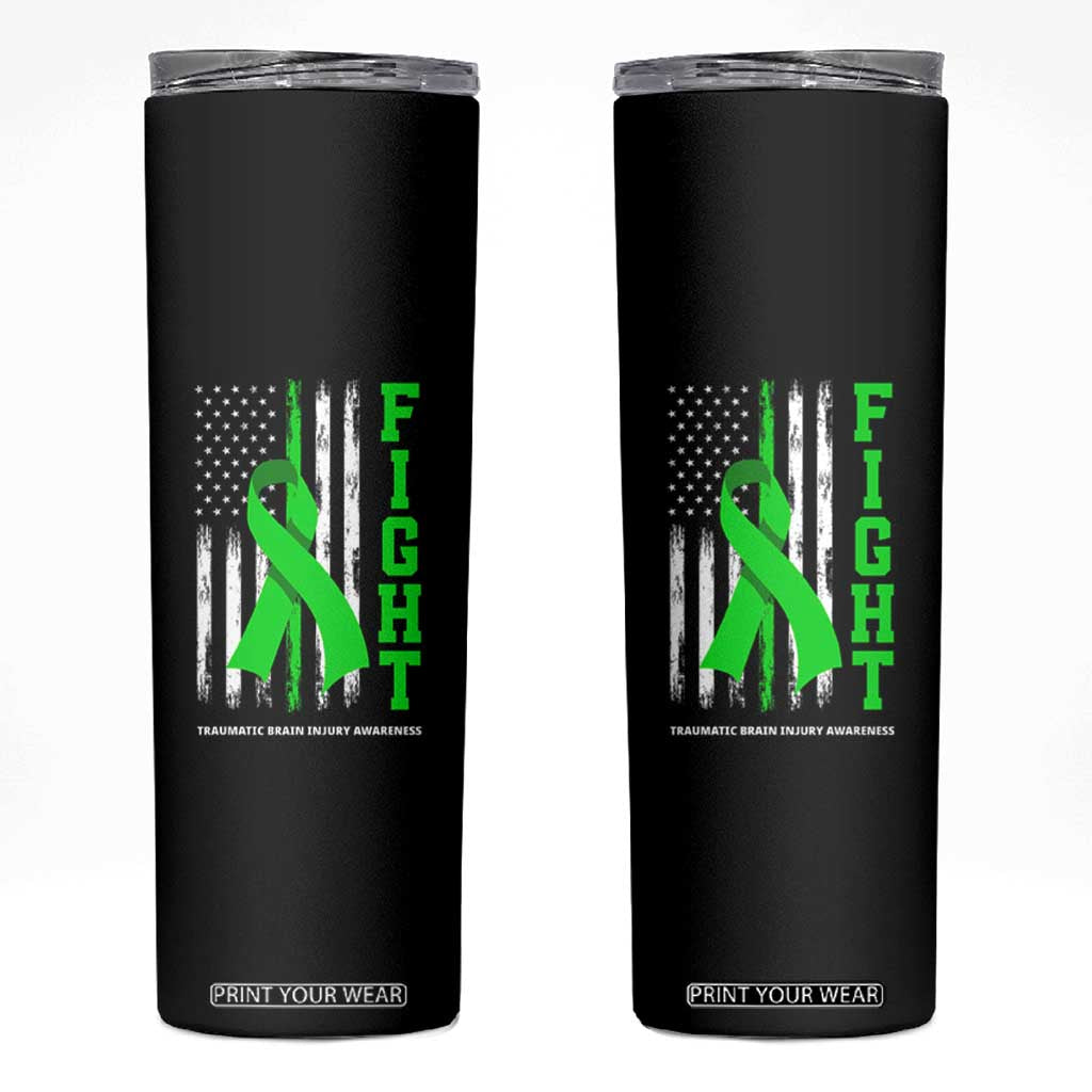 Traumatic Brain Injury Awareness Skinny Tumbler Fight TBI American US Flag TS02 Black Print Your Wear