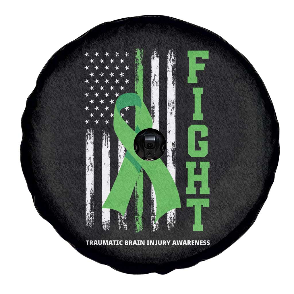 Traumatic Brain Injury Awareness Spare Tire Cover Fight TBI American US Flag TS02 Print Your Wear