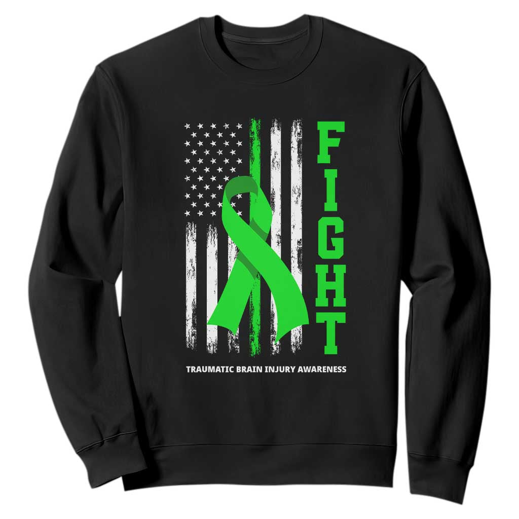 Traumatic Brain Injury Awareness Sweatshirt Fight TBI American US Flag TS02 Black Print Your Wear
