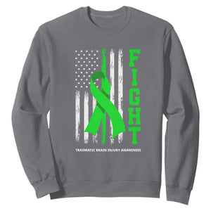 Traumatic Brain Injury Awareness Sweatshirt Fight TBI American US Flag TS02 Charcoal Print Your Wear