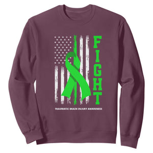 Traumatic Brain Injury Awareness Sweatshirt Fight TBI American US Flag TS02 Maroon Print Your Wear