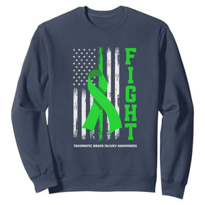 Traumatic Brain Injury Awareness Sweatshirt Fight TBI American US Flag TS02 Navy Print Your Wear