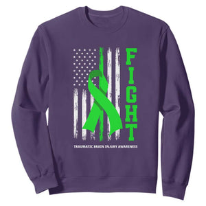 Traumatic Brain Injury Awareness Sweatshirt Fight TBI American US Flag TS02 Purple Print Your Wear