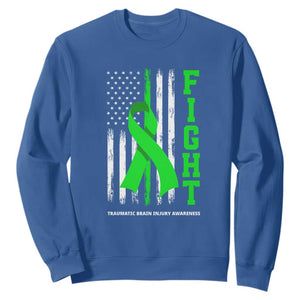 Traumatic Brain Injury Awareness Sweatshirt Fight TBI American US Flag TS02 Royal Blue Print Your Wear