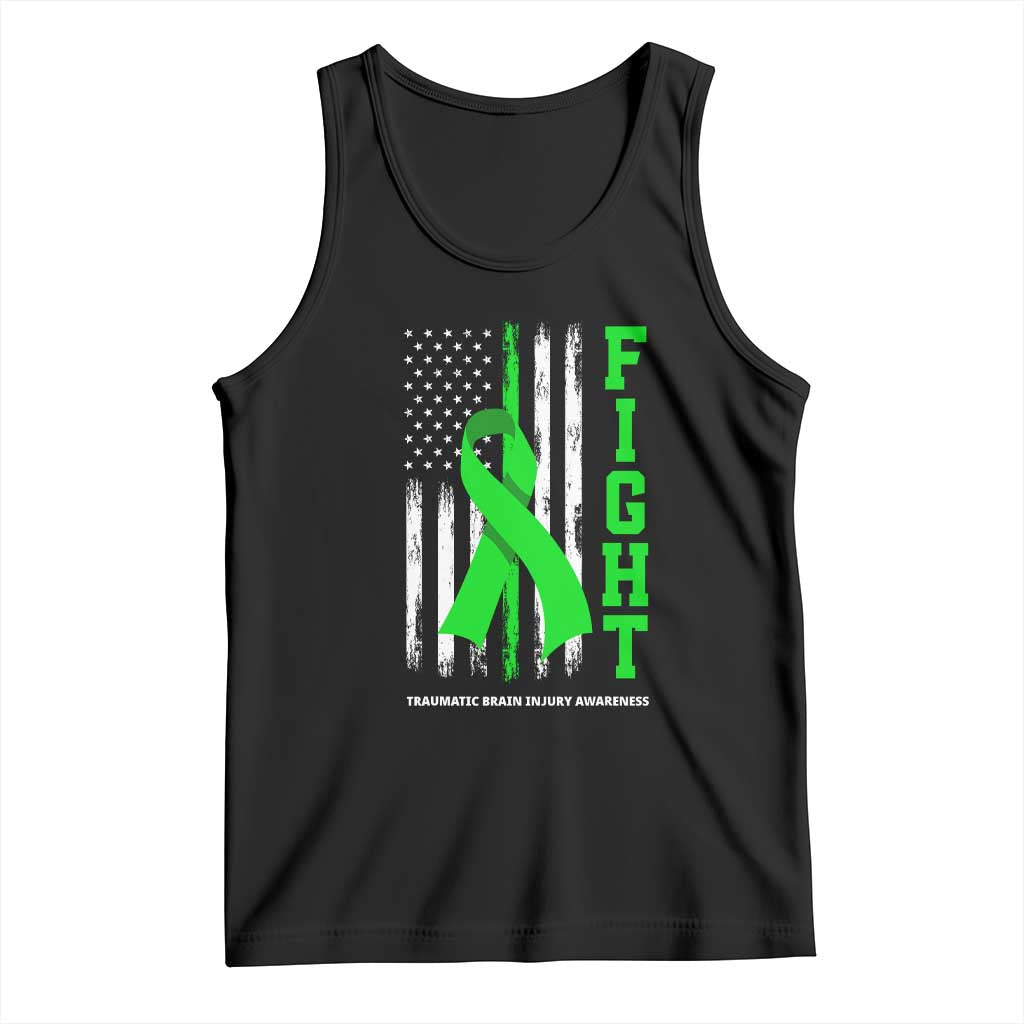 Traumatic Brain Injury Awareness Tank Top Fight TBI American US Flag TS02 Black Print Your Wear