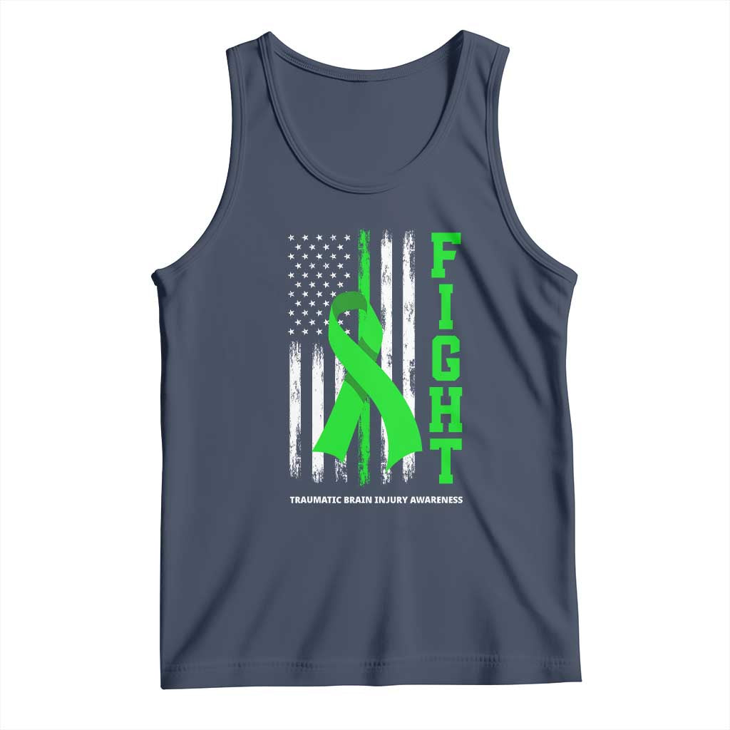 Traumatic Brain Injury Awareness Tank Top Fight TBI American US Flag TS02 Navy Print Your Wear