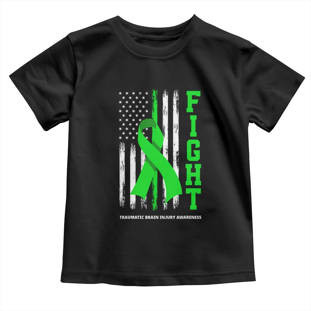 Traumatic Brain Injury Awareness Toddler T Shirt Fight TBI American US Flag TS02 Black Print Your Wear