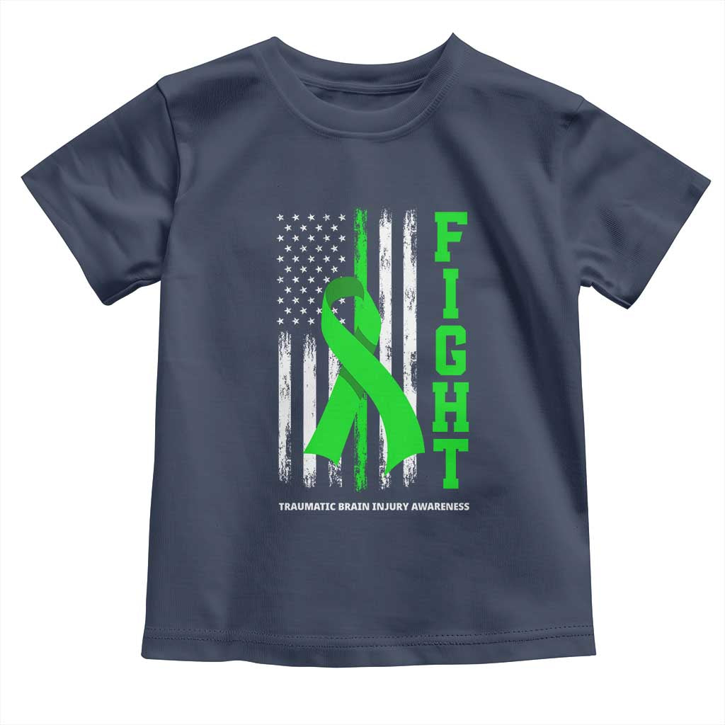 Traumatic Brain Injury Awareness Toddler T Shirt Fight TBI American US Flag TS02 Navy Print Your Wear
