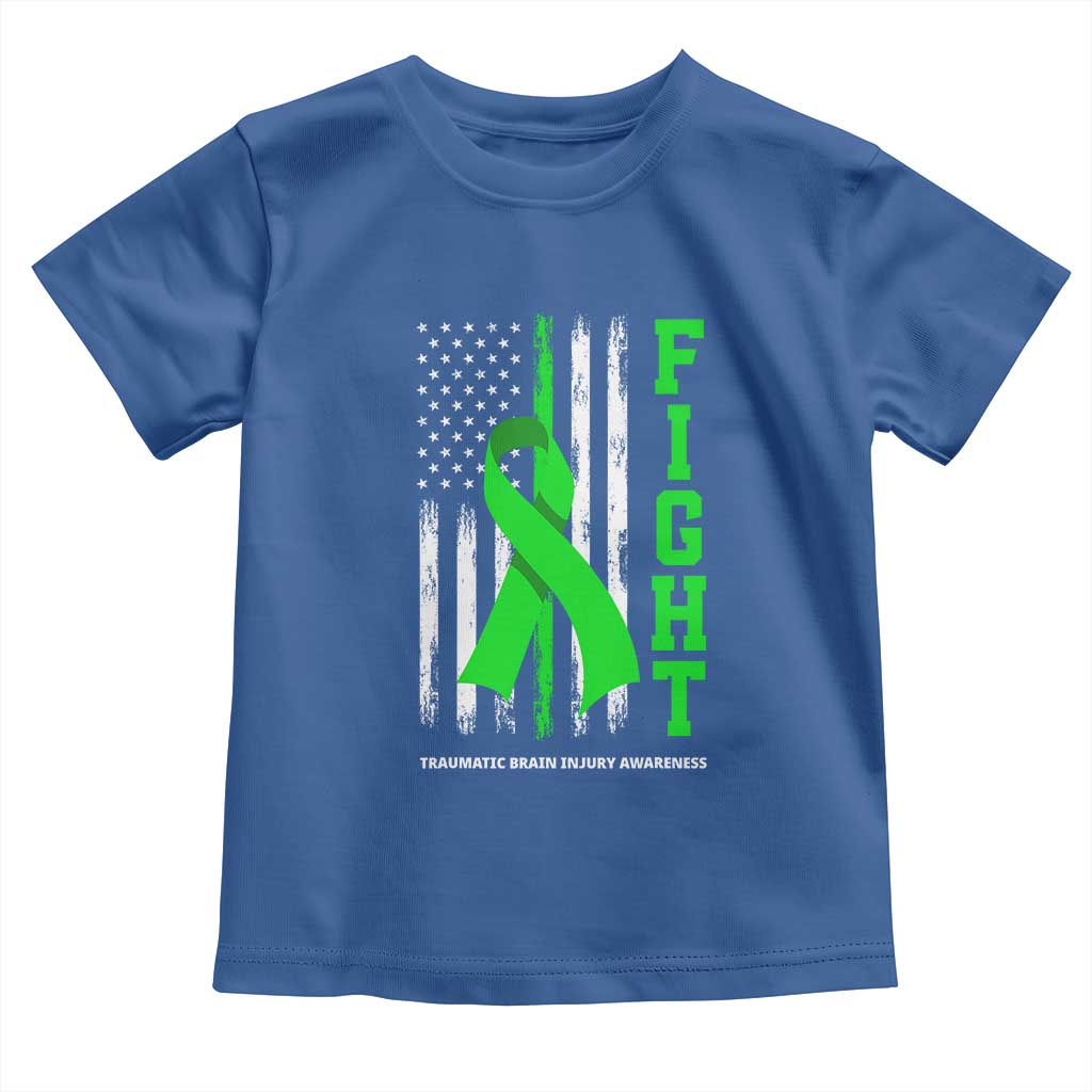 Traumatic Brain Injury Awareness Toddler T Shirt Fight TBI American US Flag TS02 Royal Blue Print Your Wear