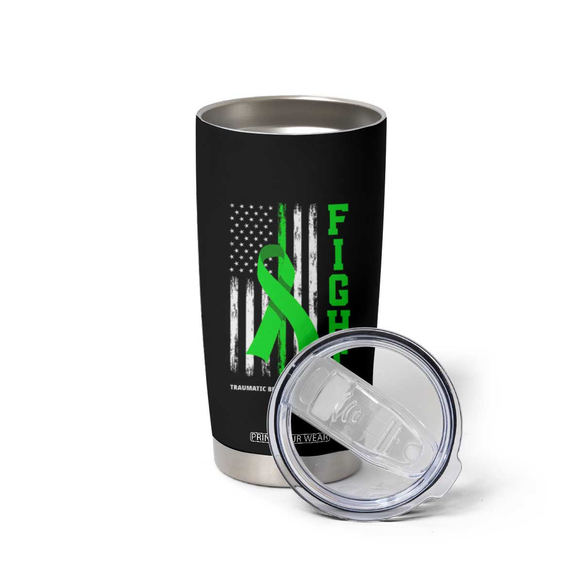 Traumatic Brain Injury Awareness Tumbler Cup Fight TBI American US Flag TS02 Print Your Wear