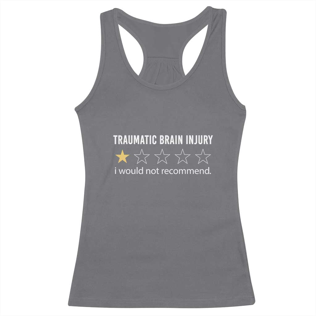 Traumatic Brain Injury Awareness Racerback Tank Top I Would Not Recommend TBI Warrior TS02 Charcoal Print Your Wear