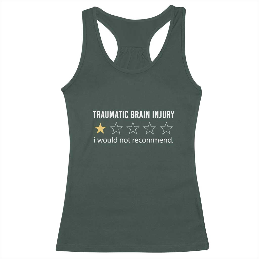 Traumatic Brain Injury Awareness Racerback Tank Top I Would Not Recommend TBI Warrior TS02 Dark Forest Green Print Your Wear