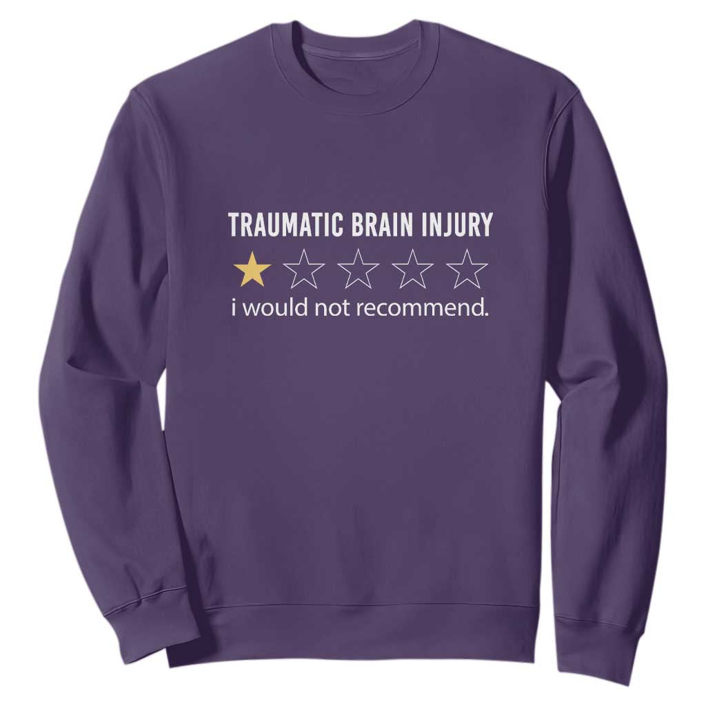 Traumatic Brain Injury Awareness Sweatshirt I Would Not Recommend TBI Warrior TS02 Purple Print Your Wear