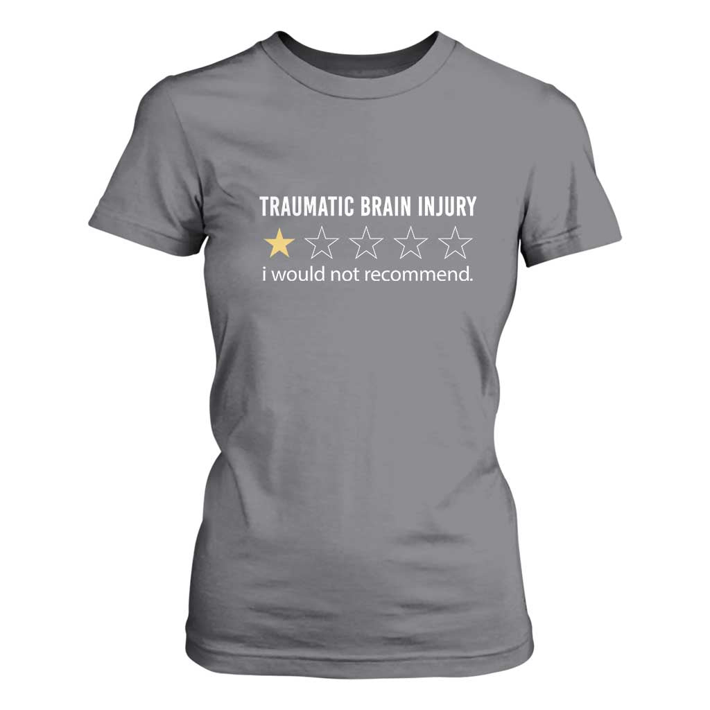 Traumatic Brain Injury Awareness T Shirt For Women I Would Not Recommend TBI Warrior TS02 Charcoal Print Your Wear