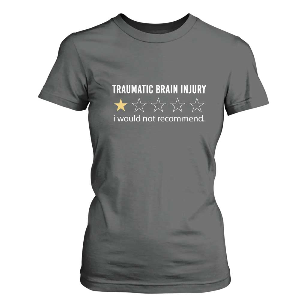 Traumatic Brain Injury Awareness T Shirt For Women I Would Not Recommend TBI Warrior TS02 Dark Heather Print Your Wear