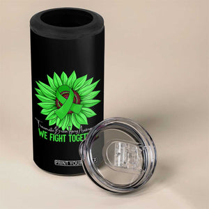 Traumatic Brain Injury Awareness 4 in 1 Can Cooler Tumbler TBI We Fight Together Green Sunflower TS02 Print Your Wear