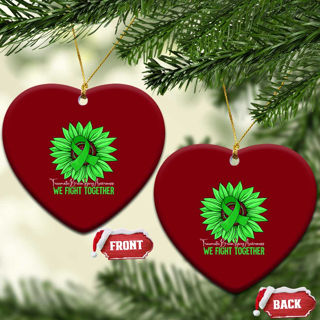 Traumatic Brain Injury Awareness Ceramic Ornament TBI We Fight Together Green Sunflower TS02 Print Your Wear