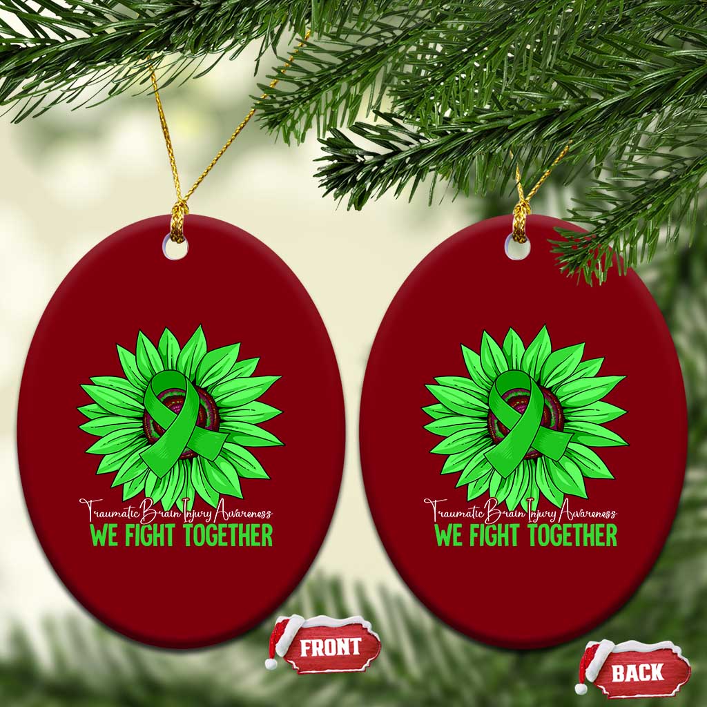 Traumatic Brain Injury Awareness Ceramic Ornament TBI We Fight Together Green Sunflower TS02 Print Your Wear