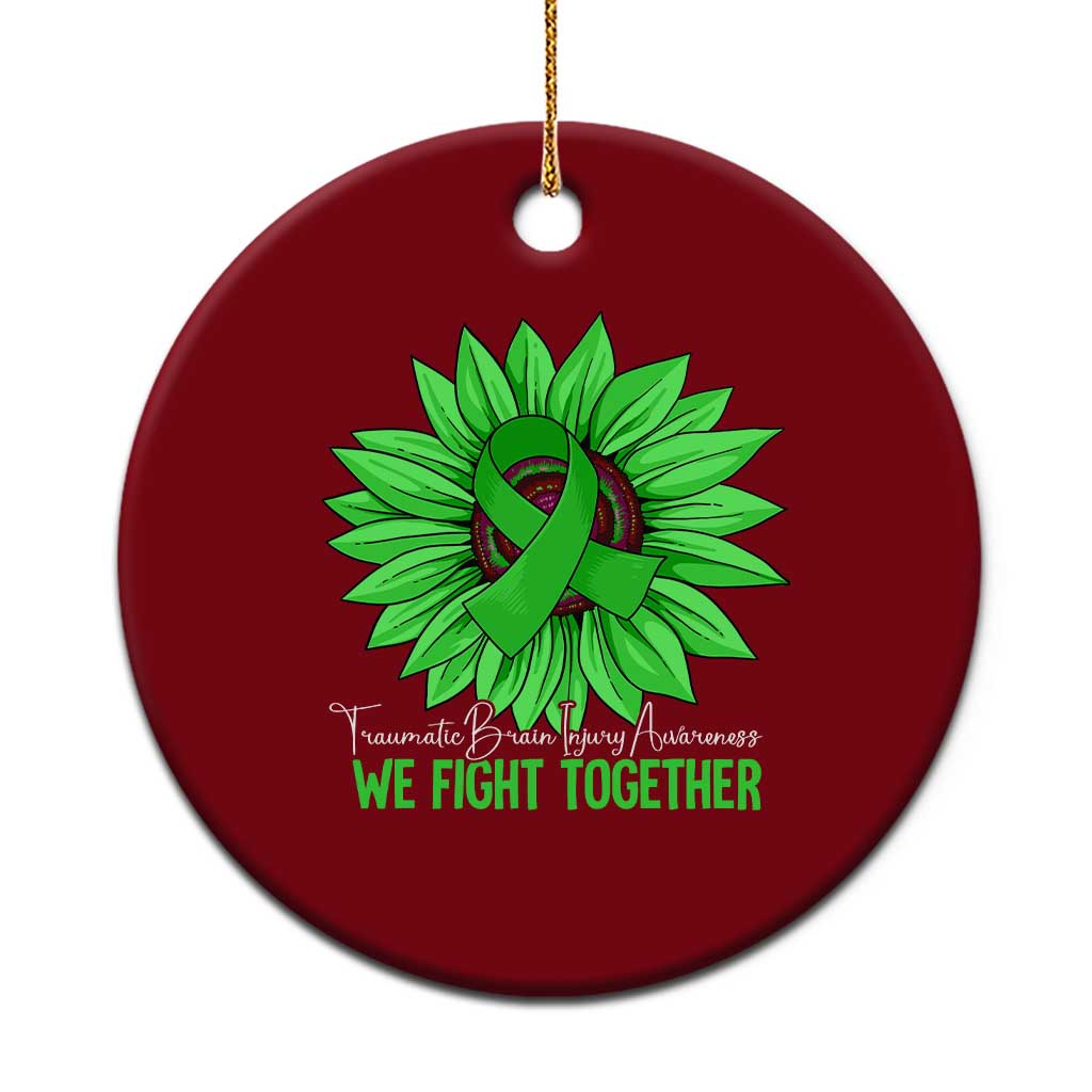 Traumatic Brain Injury Awareness Ceramic Ornament TBI We Fight Together Green Sunflower TS02 1pc Red Print Your Wear