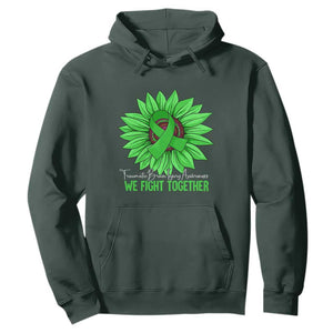 Traumatic Brain Injury Awareness Hoodie TBI We Fight Together Green Sunflower TS02 Dark Forest Green Print Your Wear