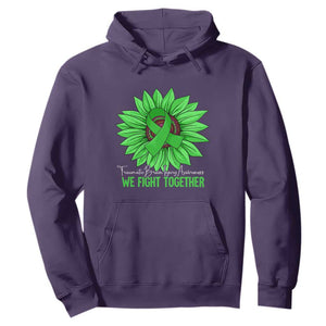 Traumatic Brain Injury Awareness Hoodie TBI We Fight Together Green Sunflower TS02 Purple Print Your Wear