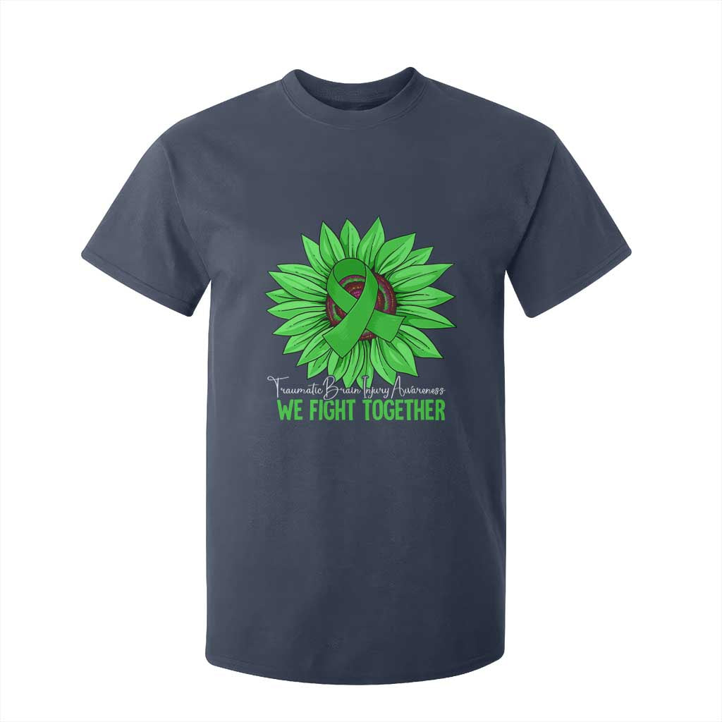 Traumatic Brain Injury Awareness T Shirt For Kid TBI We Fight Together Green Sunflower TS02 Navy Print Your Wear