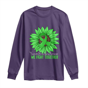 Traumatic Brain Injury Awareness Long Sleeve Shirt TBI We Fight Together Green Sunflower TS02 Purple Print Your Wear