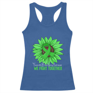 Traumatic Brain Injury Awareness Racerback Tank Top TBI We Fight Together Green Sunflower TS02 Royal Blue Print Your Wear