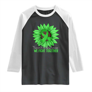 Traumatic Brain Injury Awareness Raglan Shirt TBI We Fight Together Green Sunflower TS02 Black White Print Your Wear