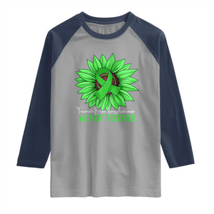 Traumatic Brain Injury Awareness Raglan Shirt TBI We Fight Together Green Sunflower TS02 Sport Gray Navy Print Your Wear