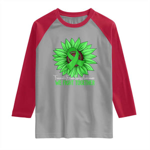 Traumatic Brain Injury Awareness Raglan Shirt TBI We Fight Together Green Sunflower TS02 Sport Gray Red Print Your Wear