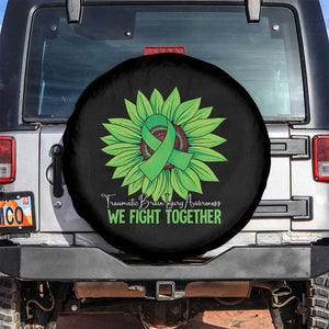 Traumatic Brain Injury Awareness Spare Tire Cover TBI We Fight Together Green Sunflower TS02 No hole Black Print Your Wear