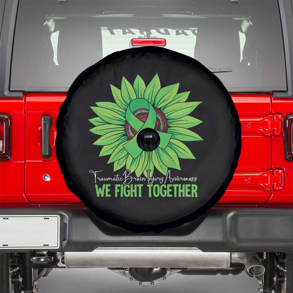 Traumatic Brain Injury Awareness Spare Tire Cover TBI We Fight Together Green Sunflower TS02 Black Print Your Wear