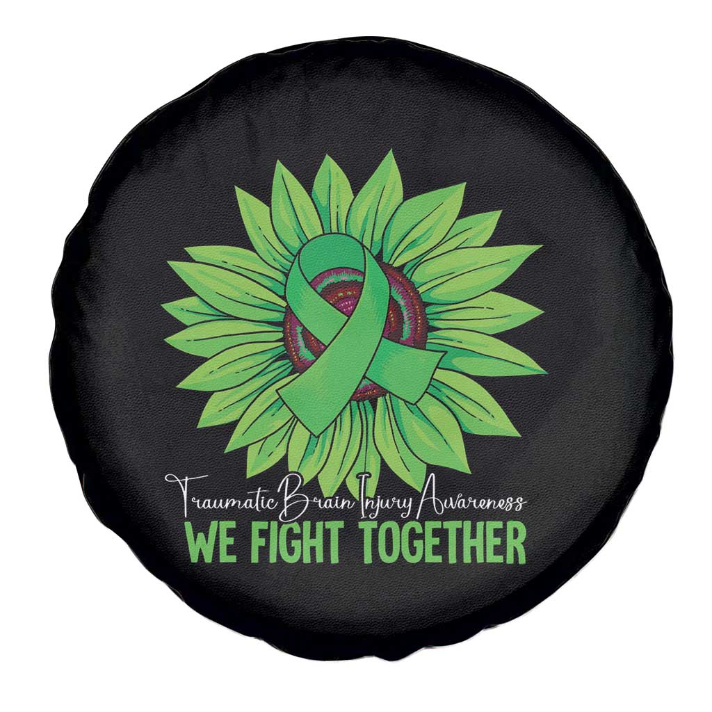 Traumatic Brain Injury Awareness Spare Tire Cover TBI We Fight Together Green Sunflower TS02 Print Your Wear