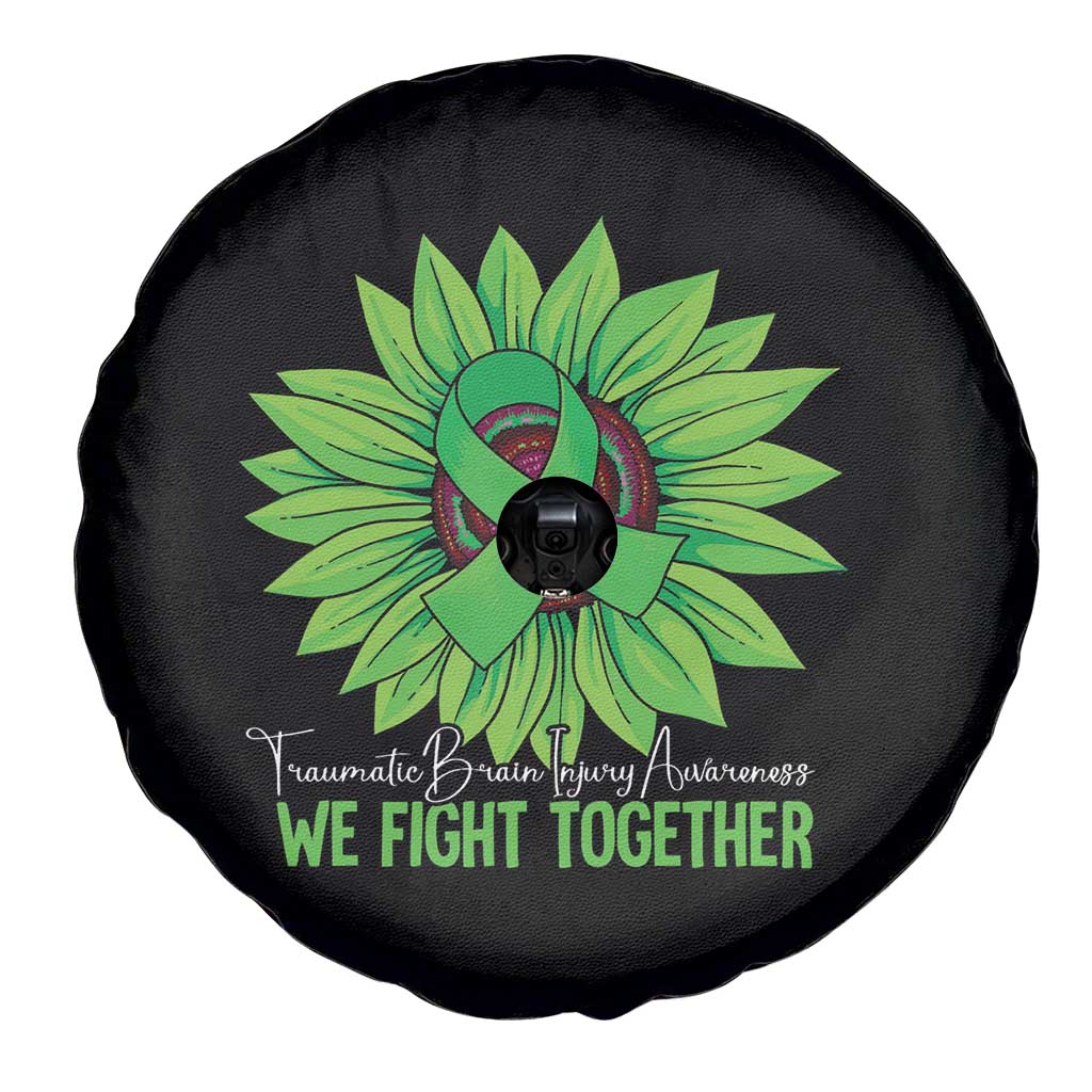 Traumatic Brain Injury Awareness Spare Tire Cover TBI We Fight Together Green Sunflower TS02 Print Your Wear
